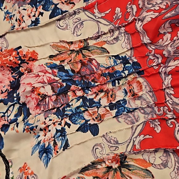 Anthropologie Cyrena multicolor floral print pintuck back detail boho Small - Picture 3 of 8